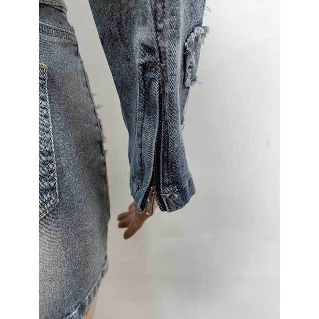 Embroidery Denim Jacket Top Skirt Set