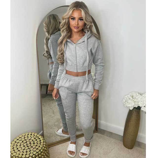 Zipper Hooded Top Casual Jogging Suit