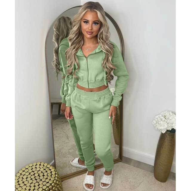 Zipper Hooded Top Casual Jogging Suit
