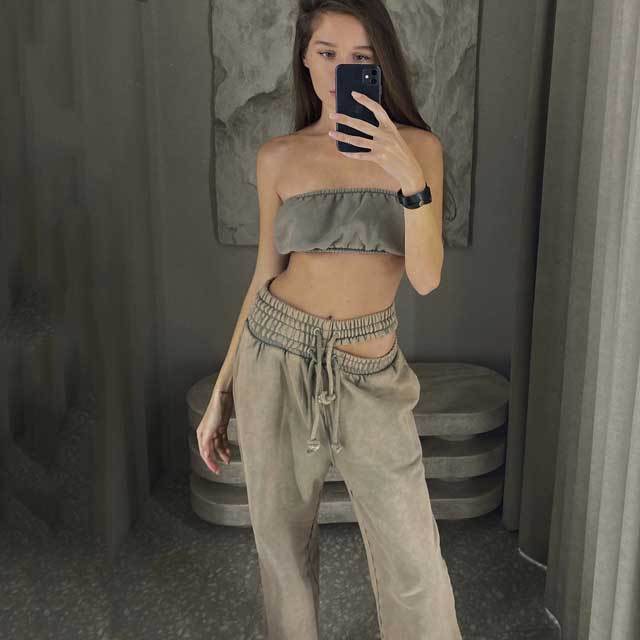 Cut Out Drawstring Vintage Casual Pant