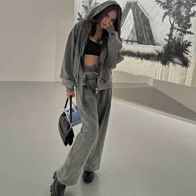 Cut Out Drawstring Vintage Casual Pant