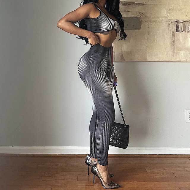 Gradient Tank Top Skinny Jogging Suit