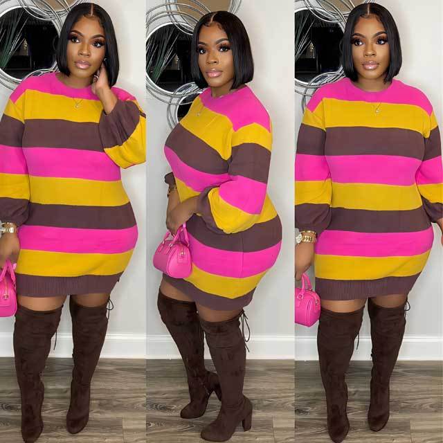 Knit Color Block Sweater Dress