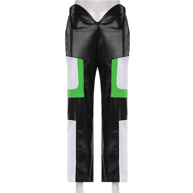 Leather Color Block Cargo Pant