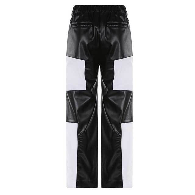 Leather Color Block Cargo Pant