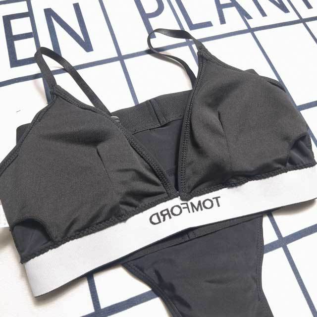 Letter Print High Waist Bathing Suit