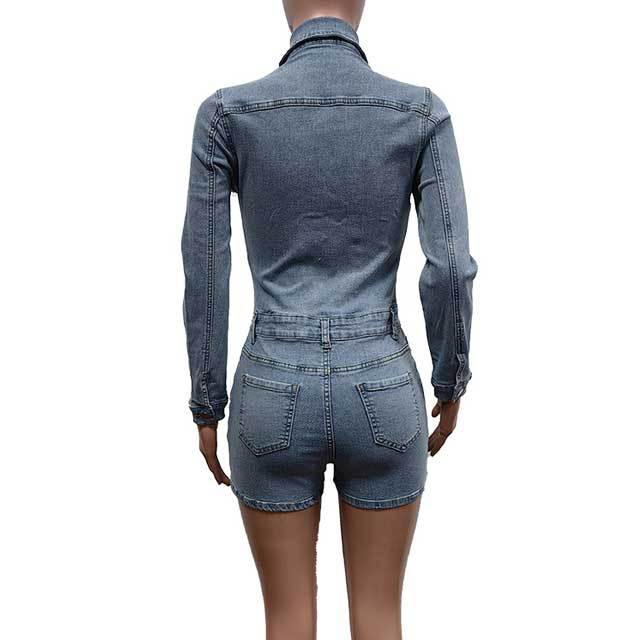 Denim Button Cargo Romper