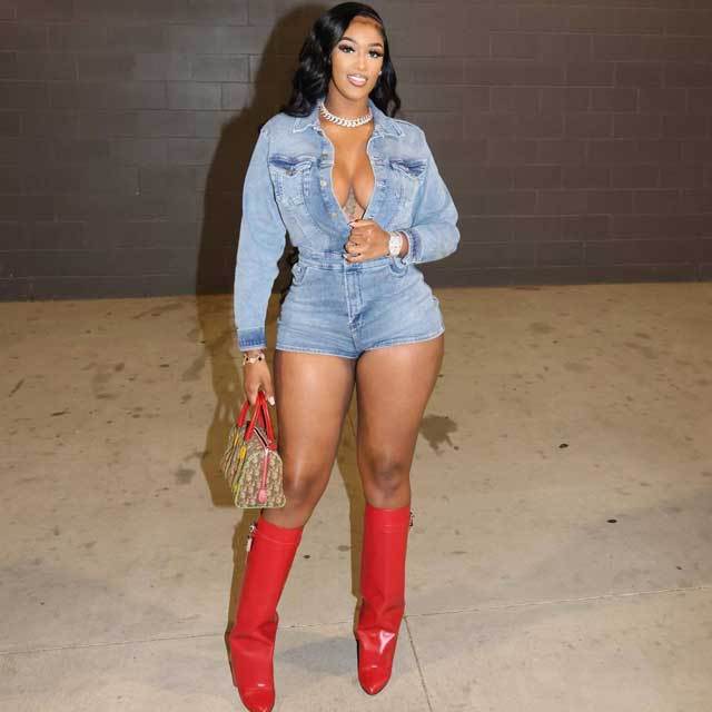 Denim Button Cargo Romper
