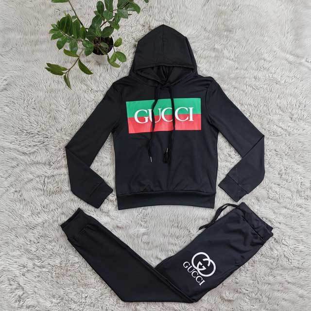 Letter Print Hooded Top Jogging Pants Set