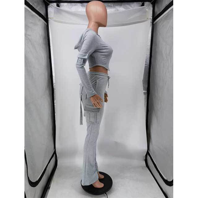 Casual Hooded Split Out Pants Set