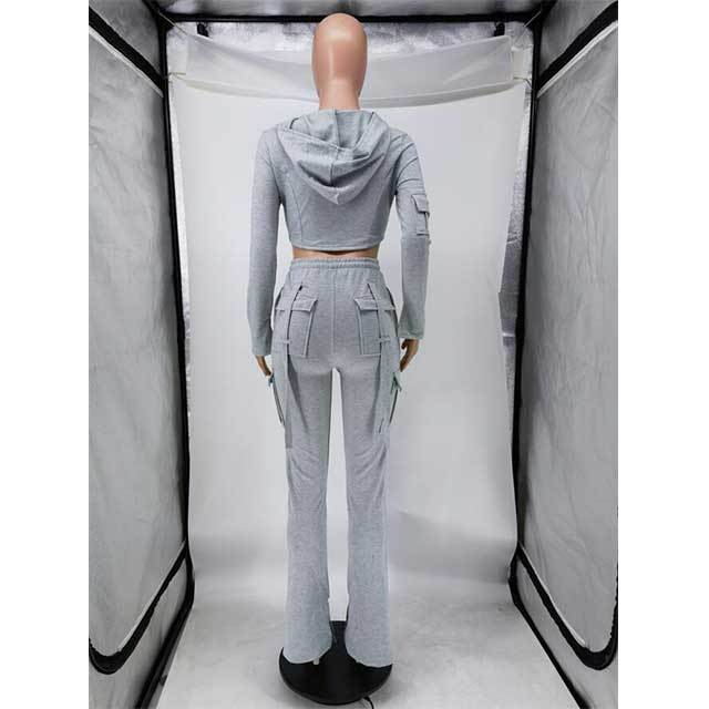 Casual Hooded Split Out Pants Set