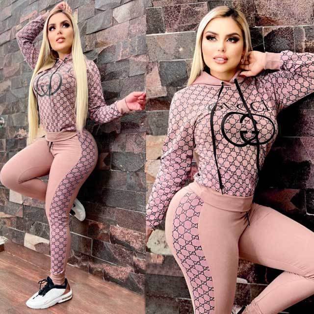 Printed Hooded Top Jogging Suit