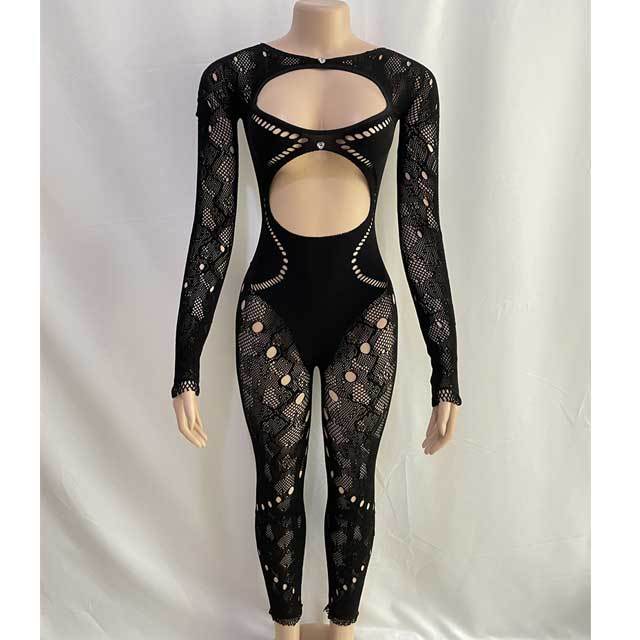 Hollow Out Lace Lingerie Jumpsuit