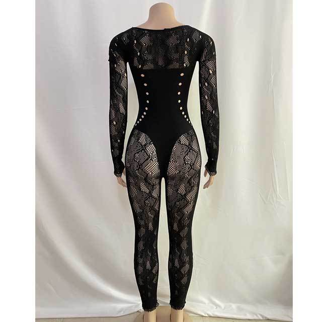 Hollow Out Lace Lingerie Jumpsuit