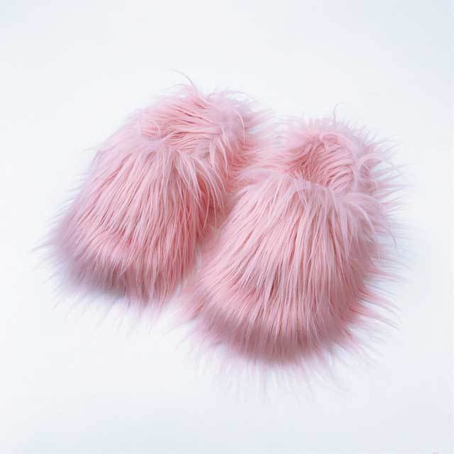 Candy Color Fuzzy Bedroom Slide Slippers