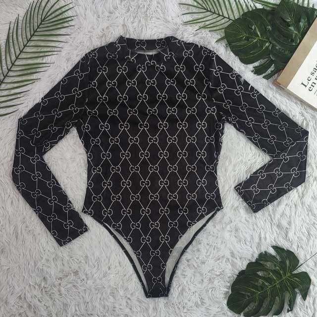 Velvet Printed Long Sleeve Bodysuit