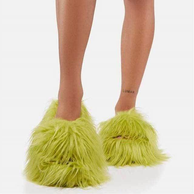 Candy Color Fuzzy Bedroom Slide Slippers