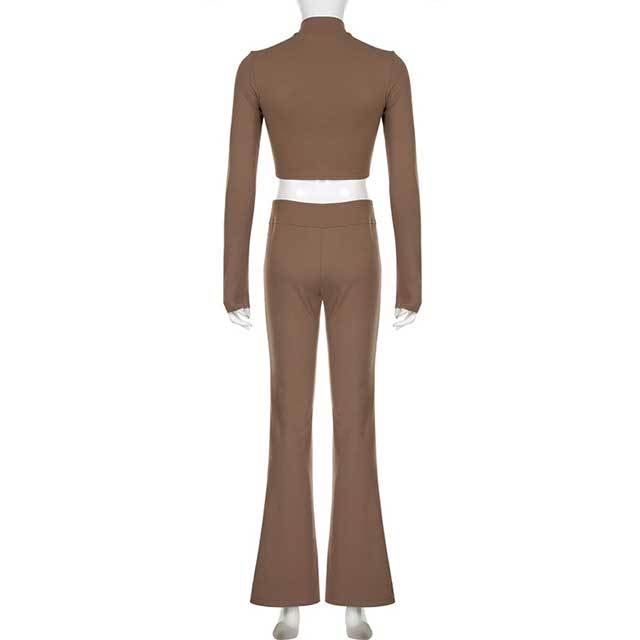 Solid Color Two Pieces Bell Pant Set