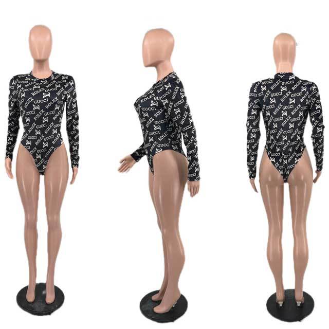 Velvet Printed Long Sleeve Bodysuit
