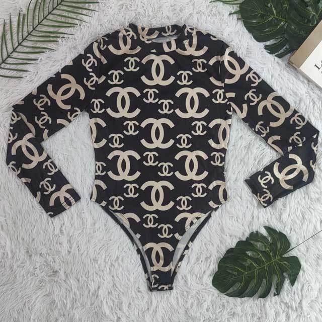 Velvet Printed Long Sleeve Bodysuit