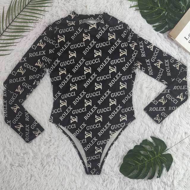 Velvet Printed Long Sleeve Bodysuit