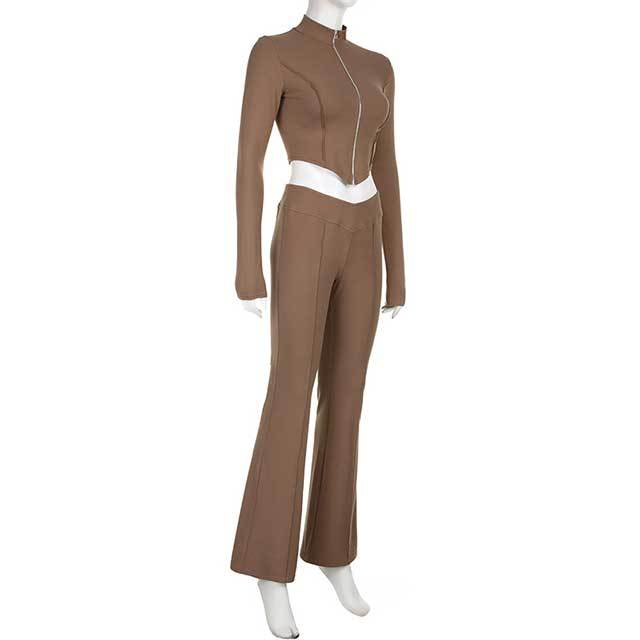 Solid Color Two Pieces Bell Pant Set
