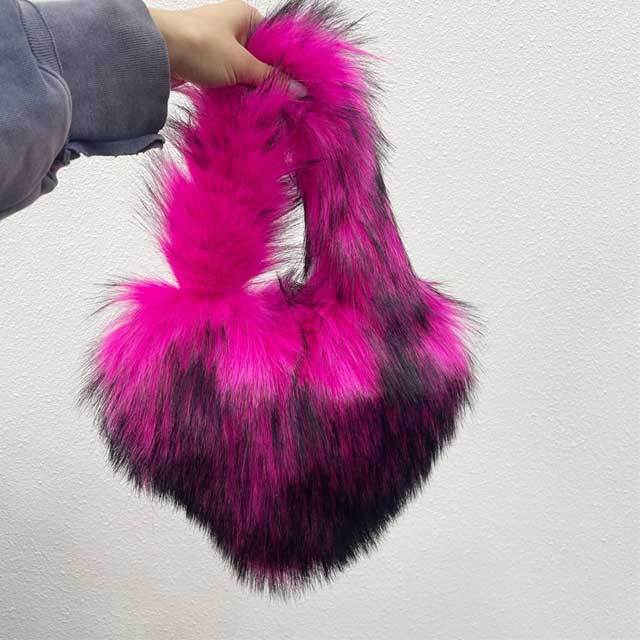 Shell Shaped Faux Fur Furry Purse