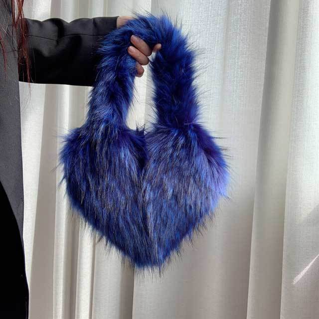 Shell Shaped Faux Fur Furry Purse