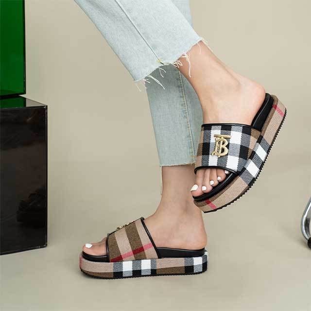 Plaid Printed Platform Flats Shoes