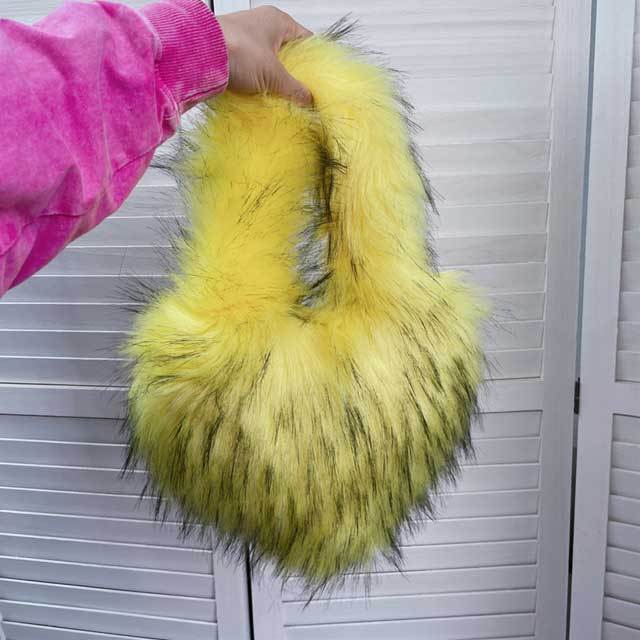 Shell Shaped Faux Fur Furry Purse