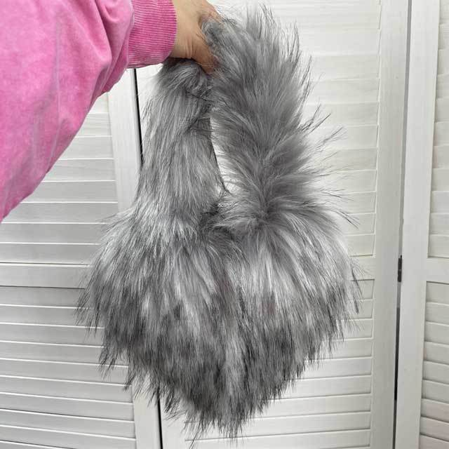 Shell Shaped Faux Fur Furry Purse