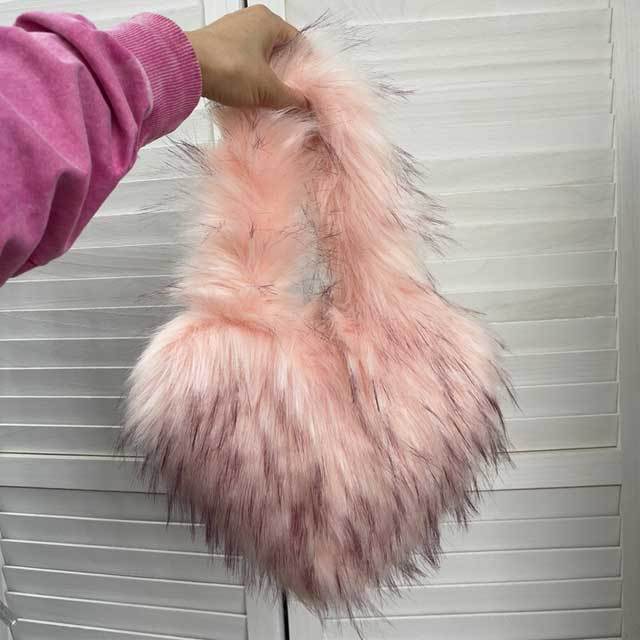 Shell Shaped Faux Fur Furry Purse