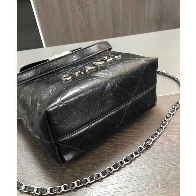 Metal Letter Leather Shoulder Bag