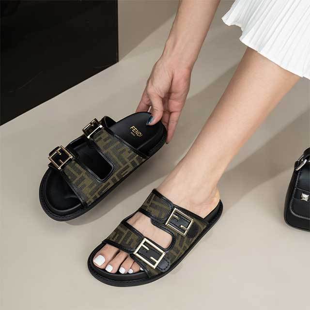 Adjustable Belt Hollow Out Flat Slippers