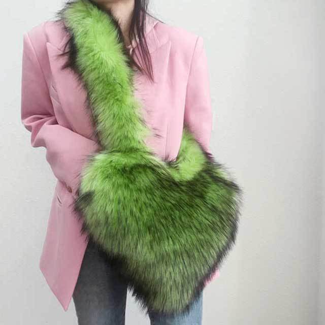 Shell Shaped Faux Fur Crossbody Bag