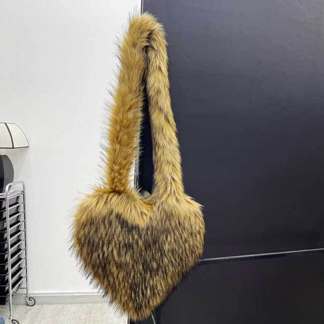 Shell Shaped Faux Fur Crossbody Bag