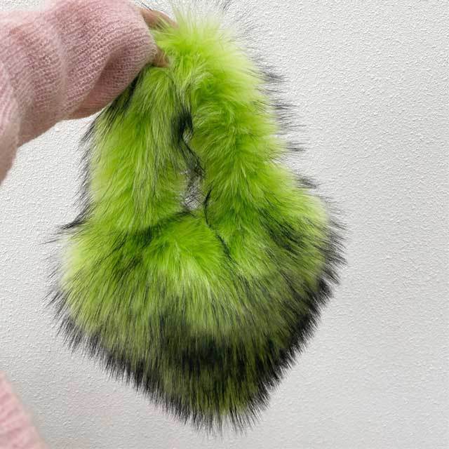 Shell Shaped Faux Fur Furry Purse