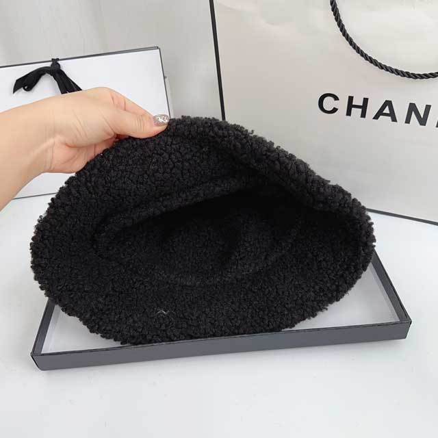 Fashion Logo Furry Leather Bucket Hat