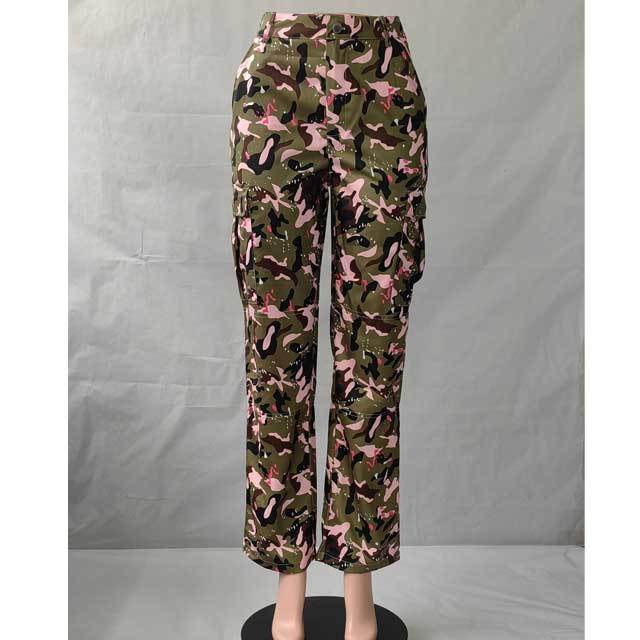 High Waist Camo Cargo Pant