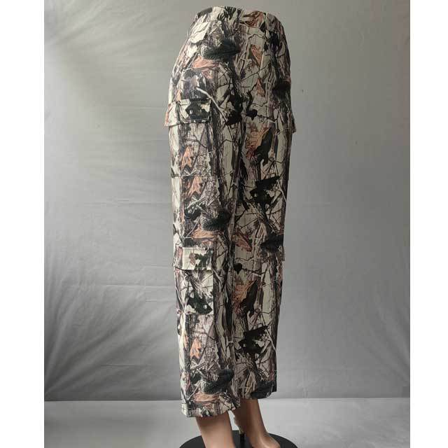 Printed High Waist Cargo Pant