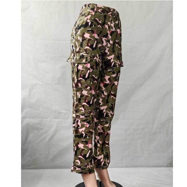 High Waist Camo Cargo Pant