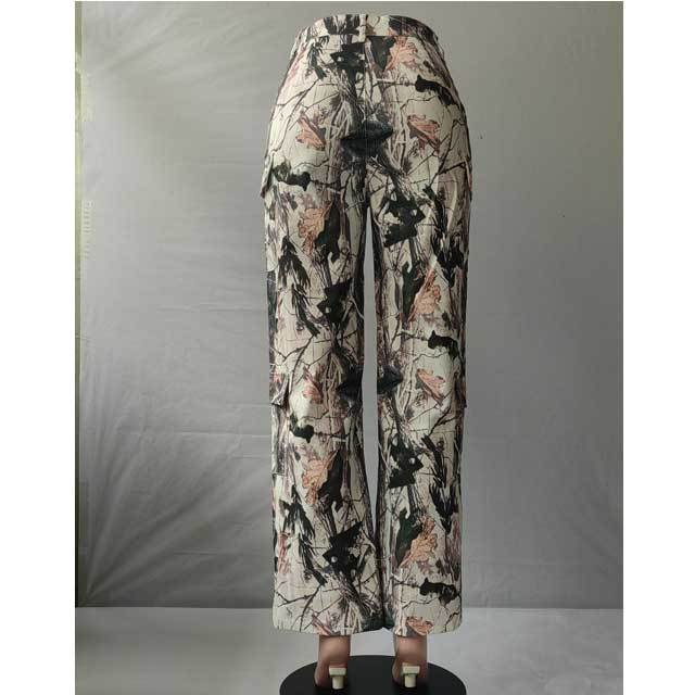 Printed High Waist Cargo Pant