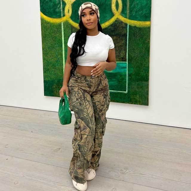 Camo Print High Waist Cargo Pant
