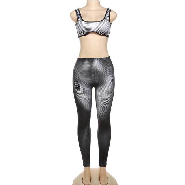 Gradient Tank Top Skinny Jogging Suit
