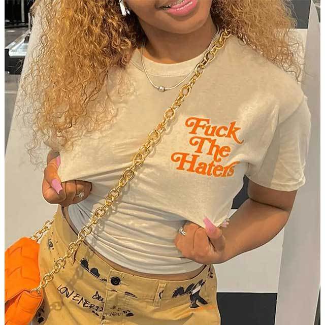 Short Sleeve Letters Printed T Shirt Top