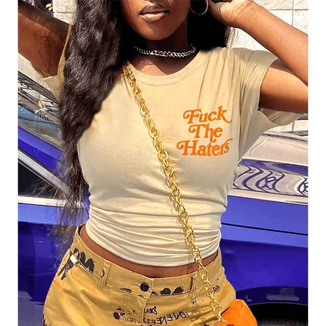 Short Sleeve Letters Printed T Shirt Top