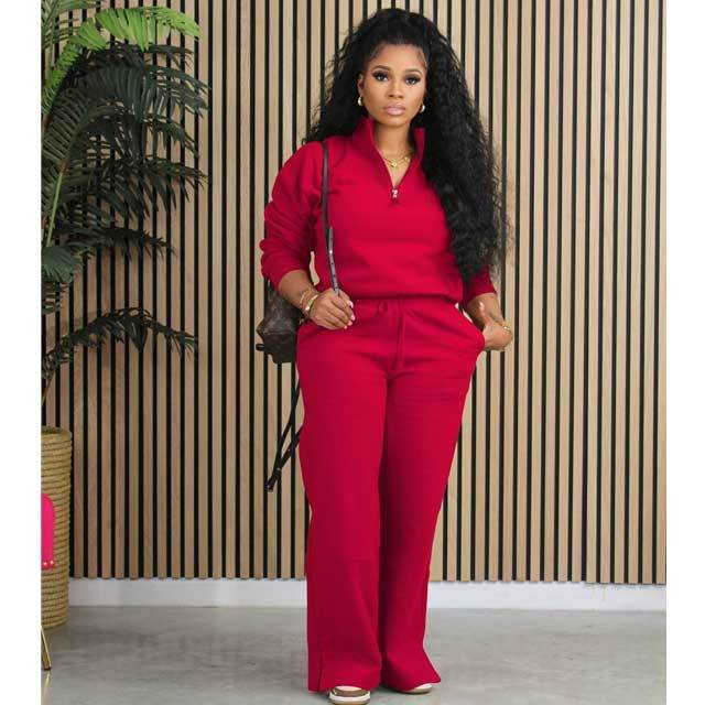 Solid Color Fall Pants Suit