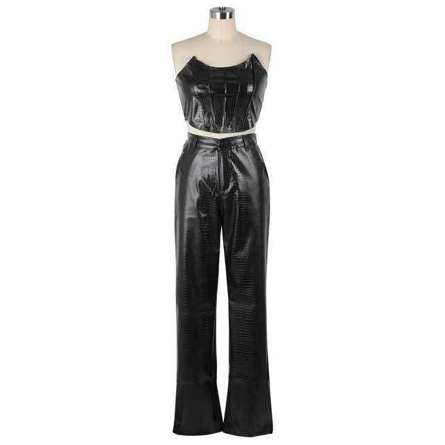 Snakeskin Leather Two Piece Set