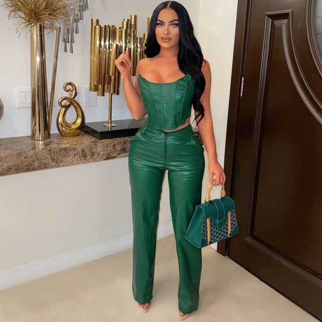 Snakeskin Leather Two Piece Set