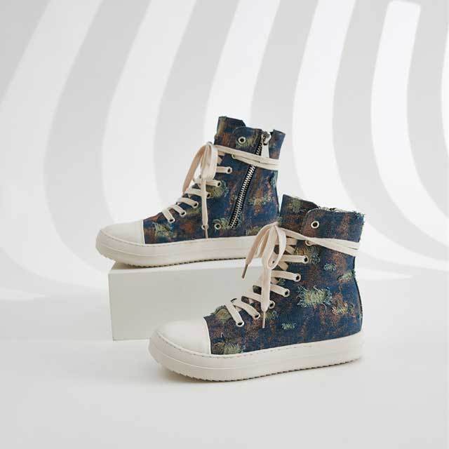 Lace-Up Ripped Canvas Sneaker
